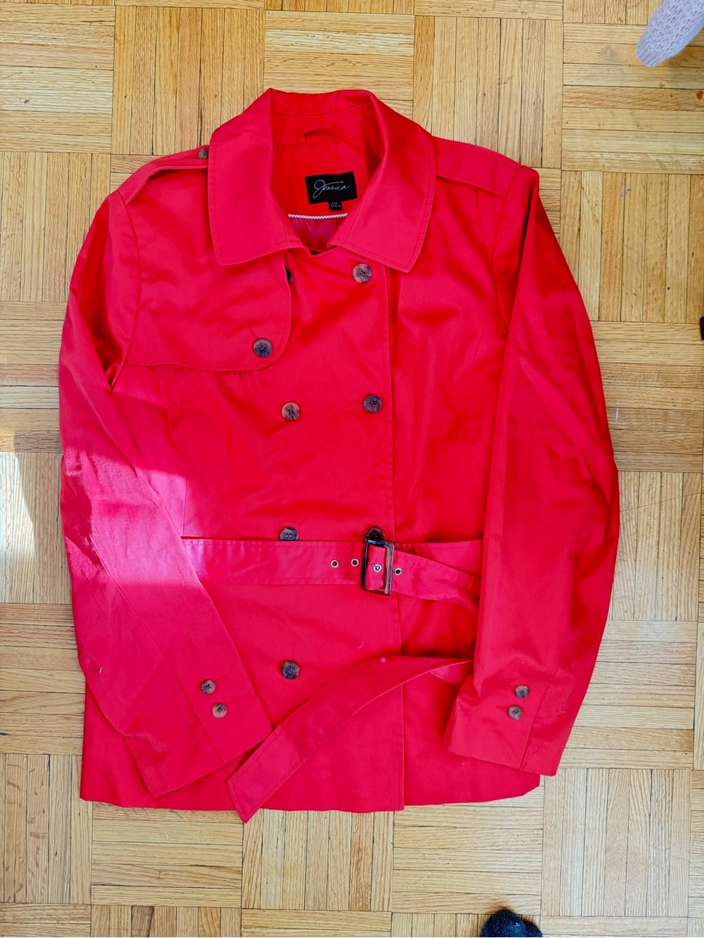 Jessica Red Lined Jacket with Contrast Piping